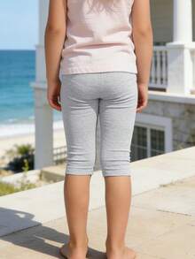 Quần short bé gái in nơ, chất liệu thoáng khí thích hợp cho mùa hè đi biển, quần legging thoải mái cho bé gái, quần dễ thương và đa năng cho các bé gái nhỏ. - Màu Xám nhạt - Xem 2