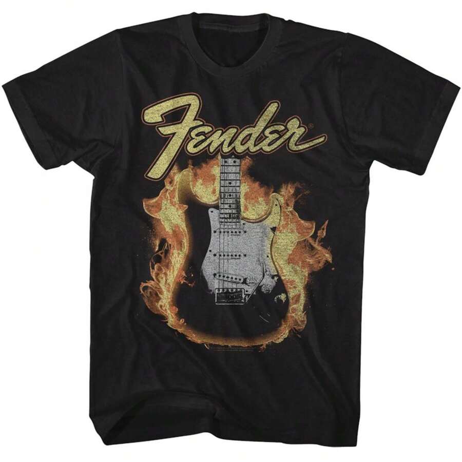 Fender Flame Guitar Black Shirts - màu đen - Xem 1