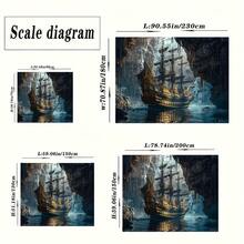 2D Flat, 1pc A Skeleton Ghost Ship Docked In A Dark, Background Decoration Dormitory Walls And Bedroom, Background Fabric Wss - Multicolor - View 5