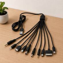 10-In-1 Universal Multi USB Charging Cable, Multiple Plug Connector Adapter With Type C, Micro USB, Mini USB, And DC Ports (5.5/4.0/3.5/2.5/2.0) For Cell Phones, Tablets, And Home Electronics - Multicolor - View 2