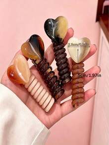 4Pcs Telephone Cord Hair Accessories Set, Pearl Hair Ties & Straight Braided Ropes, For High Ponytails, Bubble Braids & Headband Styles - Multicolor - View 10