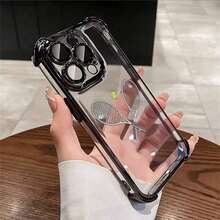 Funda para teléfono - Diseño de raqueta de tenis con impresión UV y galvanoplastia transparente, equipada con protección anti-caídas en las cuatro esquinas y protección para la lente, ofreciendo una protección integral de 360 grados. - Negro - Ver 8