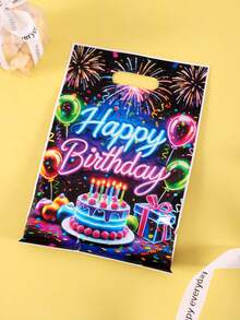 10/20/50個霓虹生日禮物袋，生日快樂塑膠伴手禮袋，派對伴手禮袋，適用於嬰兒洗禮裝飾和1歲生日派對用品 - 彩色 - 查看 5