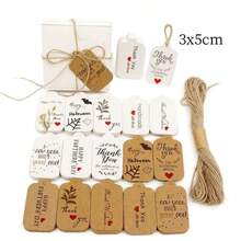 100 pezzi + 20 metri di corda di canapa 3x5cm, confezione regalo fatta a mano per ringraziare, cartellino appendibile, cartellino per prodotti da forno - Biglietto di ringraziamento fatto a mano per confezionare i regali - Visualizzare 6