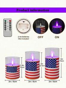 3pcs Flameless Candle Lights With Remote Control/Timer, Battery Operated Candles, Warm Light Candles For Tabletop Centerpiece Decor, Suitable For 4th Of July, Holiday Atmosphere Decoration - Purple Light - View 11