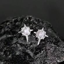 Pinzas para orejas magnéticas con strass blanco de estrella del norte - Plateado - Ver 1