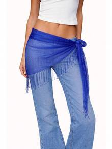 Hip-Hop Fashionable Punk Fringed Triangle Scarf/Shawl/Belt, Waist Accessory, Modern Dance Costume Performance Hip Scarf, Waist Chain, Hip Wrap, Butt Curtain - 金色 - 查看 12