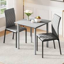 Dining Table And Chairs Set 2/4, Square Kitchen Dining Room Set Kitchen Table With 2/4 Chairs, Space Saving For Small Space Apartment, Dining Room, Kitchen, Black Table With 2/4 Chairs - Silver - View 11