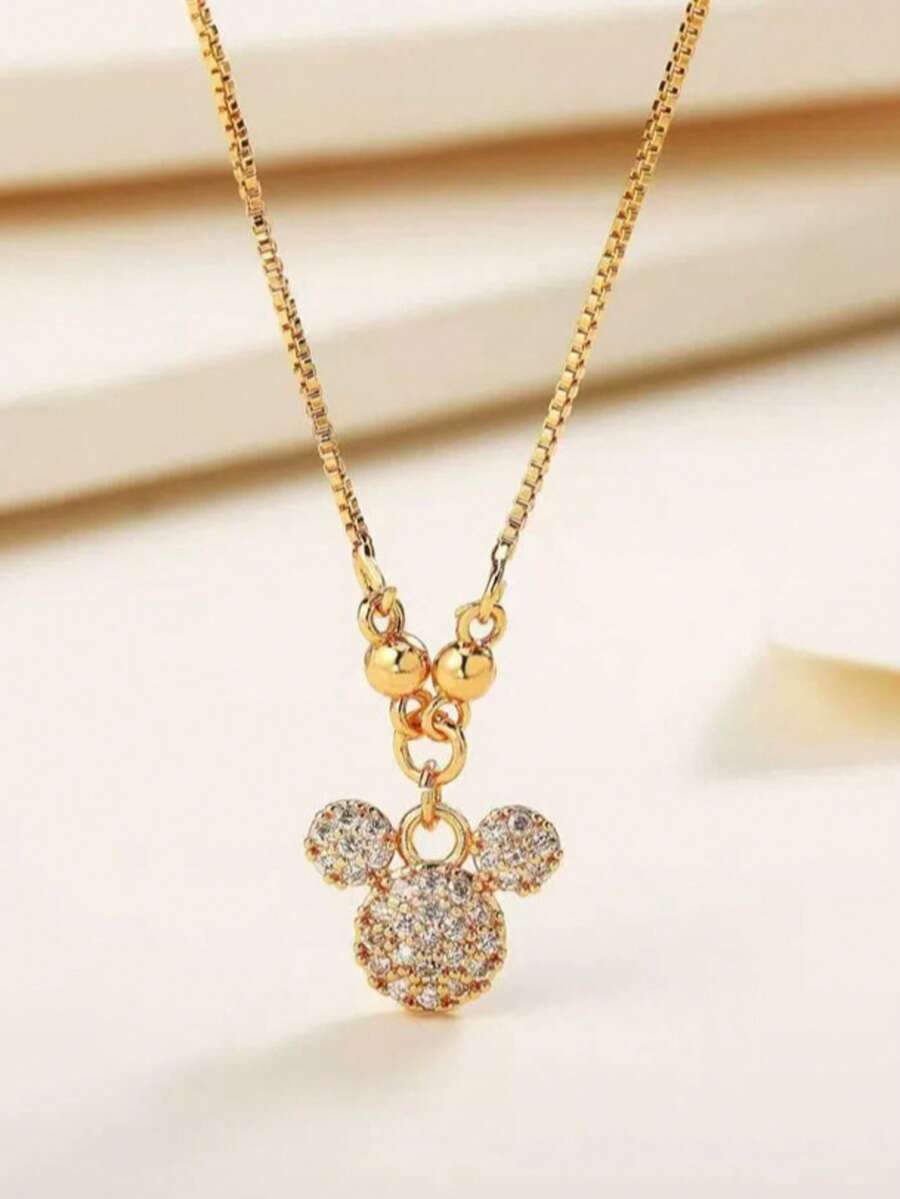 Mặt dây chuyền hình chuột Mickey của Disney, đính đá lấp lánh, thiết kế dễ thương và thời trang, chế tác tinh xảo, quà tặng sinh nhật. - Nhiều màu - Xem 1