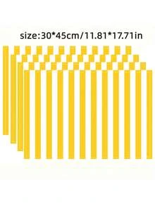 1pc Yellow & White Vertical Striped Placemat, Vibrant Modern Creative Placemat, Linen-Like Material, Easy To Clean, Suitable For Kitchen, Dining Room Decor, Holiday Party Table Decoration, Home Decor - Yellow - View 2