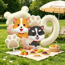 1 Set Cute Puppy Theme Balloon Decoration Set, Includes White Numeric Balloons, Dog-Shaped Balloons, Paw Print Balloons, Bone Balloons, Flower Balloons, Suitable For Children's Birthday Surprise, Dog-Themed Party, Kids' Gathering, Nursery Decor, Pet Celebration Events, Or Baby Shower - View 16