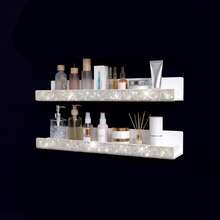 15 Inch Nail Polish Wall Rack,Diamond Crystal Rhinestone Acrylic Nail Polish Organizer,Picture Display Storage Wall Shelf - White Rhinestones - View 9