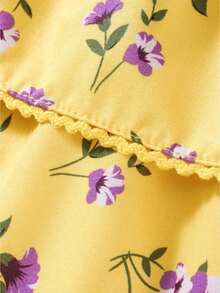 Womens Halter Neck Dress Front Back Tie Layered Floral Print Backless Short Dress - Amarillo - Ver 9
