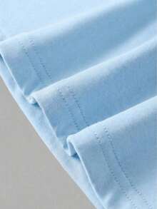 Blusa de manga corta y cuello redondo casual y elegante, adecuada para uso diario, ir al trabajo y salir, primavera/verano - Azul - Ver 9