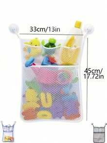 1pc Bathroom Toy Storage Mesh Bag, Cartoon Bathroom Toy Storage Bag, Wall-Mounted Shower Mesh Storage Bag, Easy Installation Accessories - Multicolor - View 5