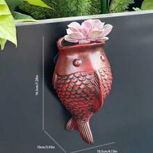 1pc Wall-Mounted Spotted Fish Planter For Hanging Pothos, Simple European Style Wall-Hanging Decor Flower Pot, No Drilling Required, Suitable For Villa And Outdoor - One Size - View 7