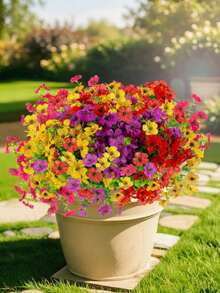20pcs Artificial Flowers, Faux Plants Suitable For Indoor And Outdoor Gardens, Porches, Windowsills, Home, Weddings, Country Style, UV Resistant Plastic Flowers, Realistic Greenery Decor, Hanging Baskets, Kitchen Home Vase Decoration - Multicolor - View 10