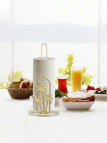 Light Luxury Metal Napkin Holder/Paper Towel Rack, Gold Theme Kitchen Storage Rack, With Metal Tree-Shaped Countertop Towel Rack, Elegant Dining Table Organizer, Space-Saving Design, Suitable For Kitchen, Bathroom - Multicolor - View 6
