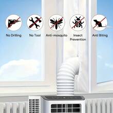 Portable Air Conditioner Window Sealing Kit, Suitable For Sliding Windows, Blocks Heat Exchange, With Zipper And Adhesive Fasteners, Compatible With Dryers, Keeps Room Cool - White - View 7