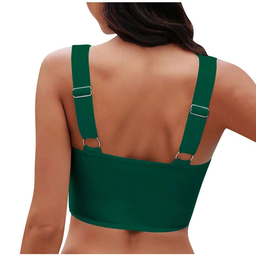 Nuevo Top de Bikini con Frente Retorcido Vacaciones Playa - Gran Verde - Ver 1