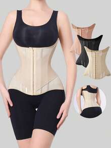 1pc Women's Compression Sports Bra Waist Trainer, Tummy Control Shapewear With Back Support Belt - Apricot - View 12