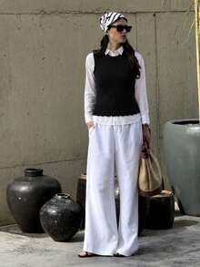 Women's Tank Top Vest, Water Bottle Style, Modal Knit, Winter/Summer Fitted Layering, Basic - Negro - Ver 1