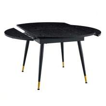Modern Extendable Dining Table, Convertible From Round To Oval, Black/Walnut MDF Top With Gold Details, Sturdy Metal Legs, Space-Saving For The Kitchen And Dining Room - 黑色 - 查看 9