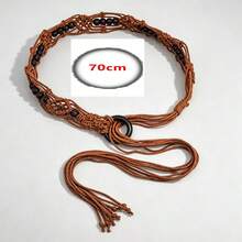 Hollow Out Waist Belt, Rhombus Bohemian Pattern, Polyester Fabric, Suitable For All Seasons - Camel - View 3