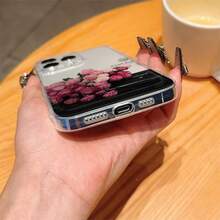 Funda protectora para teléfono pintada de negro con diseño de rosa, transparente y a prueba de golpes, compatible con Apple 15, P16, P16 Pro Max, P14 Pro Max, P13, P11, P12 a prueba de golpes, XR dibujos animados 78G Series A13 4G, A14, A04, A34 - Multicolor - Ver 5