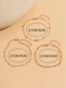 3pcs/Set Fashionable Handmade Cross Chain, Transparent Teardrop Crystal, Four-Leaf Flower Decor Anklet, Multi-Layer Stackable Anklet, Suitable For Daily Wear, Adjustable Length - one-size - View 4