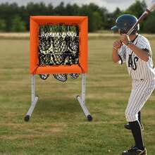 Baseball Training Net - Heavy-Duty Pitching & Hitting Practice Net With Sturdy Base, Portable - Orange - View 2