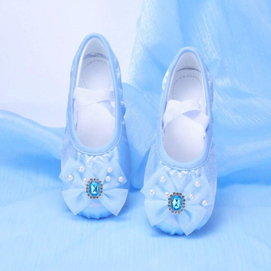 Zapatos de baile de suela blanda para niños, zapatos de ballet/yoga para actuaciones - Azul - Ver 1