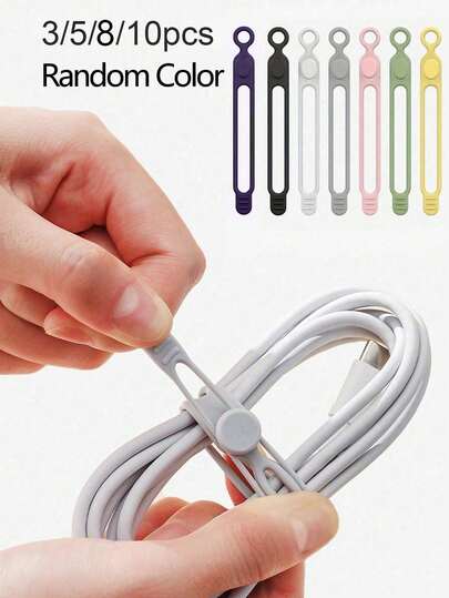 3/5/8/10 cái dây buộc silicone, dây buộc tổ chức cáp silicone tái sử dụng, phù hợp cho tai nghe, sạc điện thoại, chuột, thiết bị âm thanh, máy tính, v.v. (màu ngẫu nhiên)