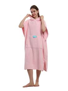 Absorbent Surfing Cloak, Unisex, Quick-Dry Towel Changing Cloak With Hood, Adult Size, Beach Surfing Swimming Changing Robe - Pink - View 6