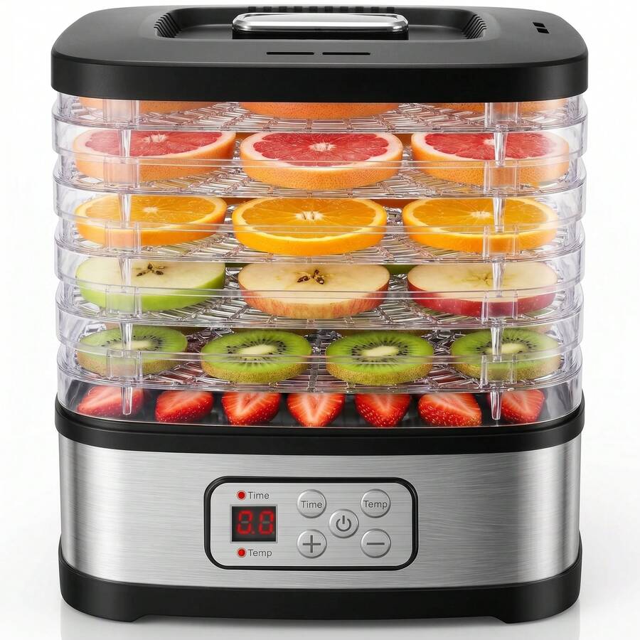 YASHE 5-Tray Food Dehydrator Machine, 403 Stainless Steel Food Dryer For Jerky, Fruits, Herbs & Vegetables, Adjustable Temperature Control Electric Dehydrator For Home Use - 5-tray Electronic Control - View 1