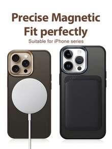 VRNOEI Ốp lưng điện thoại sạc không dây từ tính trong suốt mờ sang trọng cho iPhone 17 Pro Max, Air 16, 15, 14, 13, 12, 11 Pro Max, 15, 16 Plus, vỏ bảo vệ chống rơi - màu nâu - Xem 2