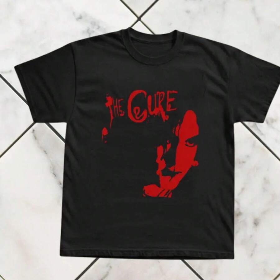 Camiseta The Cure, estilo banda alternativa de los 90, unisex, de algodón, camisetas retro de bandas. - Negro - Ver 1
