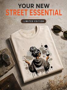 Women's Spring And Summer Printed White T-Shirt With Slogan From The Korean Drama "My Treatment", Stylish And Decent Theme Park Travel Clothes, Ideal For Travel And Tourism, Fashionable Short-Sleeved Round Neck Top. - 杏色 - 查看 3