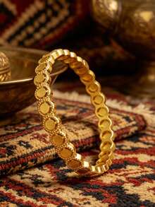 1/4Pcs Geometric Texture Bracelet, Stackable Middle Eastern Style Women's Wristband - Yellow Gold - View 6