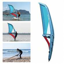 Inflatable Wind Surf Sail, 45.21ft² Oxford Cloth PVC Windsurfing Sail With 360° Rotatable Base, Double Air Chamber Leakproof Air Valve, Lightweight Portable With Backpack & Inflatable Pump - Blue - View 7
