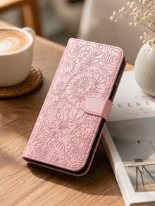 Multifunctional Wallet Phone Case Compatible With Apple 17 Pro MAX, Card Holder Phone Case 17, Apple 16 Pro Max Card Holder Phone Case, Wallet Flip Phone Case Compatible With Apple 16 Pro/Apple 13/Apple 11, Credit Card Holder Phone Case Compatible With Samsung S26 Ultra/ S25 Ultra; Built-In Practical Stand Phone Case 17 Pro, Flip Protective Case With Magnetic Buckle. Suitable For Daily Use Honor Phone Case. Waterproof, Shockproof, Anti-Drop, Anti-Scratch, Full Coverage Design Smartphone Case. Summer Floral Embossed Apple Phone Case. - Pink - View 9
