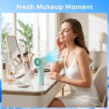 MINISO Handheld Cooling Fan With Ice Pack, 3000mAh Rechargeable Personal Fan, 1-120 Adjustable Speed Levels, Max Speed 10100RPM - Mint Green - View 4