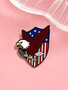 1pc Bold Bald Eagle Shield-Shaped Brooch, Versatile Decoration For Suit Jackets And Backpacks, Super Cool Niche High-End Accessory For Holiday Gifts - Multicolor - View 5