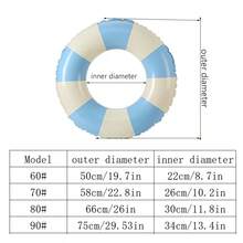 5-10 Years Old Children Swimming Ring Float, Simple Striped Inflatable Tube, Swimming Ring, Beach Party Water Toy - Blue - View 6