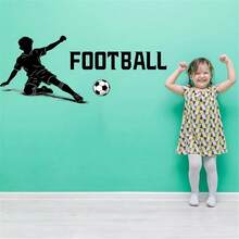 Football Player Wall Sticker, Soccer Silhouette Decal, Removable Sports Theme Home Decor - C - View 2