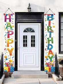 3pcs Rainbow Happy Birthday Banner Set - Large 72 Inch Photography Backdrop Porch Decor Wall Hanging Party Decorations, Suitable For Indoor Outdoor Birthday Party Adult Celebration, Photo Booth, Porch Decor, Door Sign And Any Festive Gathering Needing Colorful Party Supplies And Backdrop Decor - Multicolor - View 3