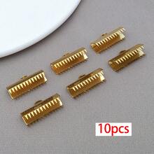 10/20个带夹子的矩形丝带末端，不锈钢金色丝带压接末端，皮革捏合式压接扣，适用于DIY项链、手链、珠宝制作工艺配件 - 彩色 - 查看 21