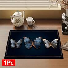 1pc Elegant Butterfly Pattern Printed Absorbent Dish Drying Mat, Home Decor, Suitable For Espresso Machine, Sink, Faucet, Bathroom, Kitchen Accessories - Multicolor - View 16