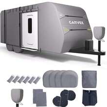 Durable Weatherproof RV Cover Windproof - Features Reflective Strips, Vents, Gutter, - A - View 8