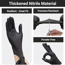 4/50/100pcs Heavy Duty Black Nitrile Gloves, Powder-Free Latex-Free Disposable Work Gloves, Puncture Resistant Protective Gloves, Suitable For Auto Repair, Industrial Manufacturing And Cleaning - Black - View 11